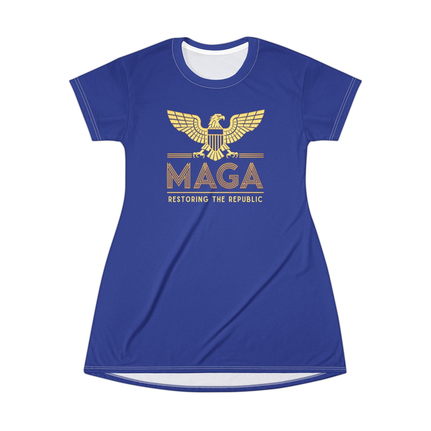 "MAGA - Restoring the Republic", T-Shirt Dress (Patriot Blue)