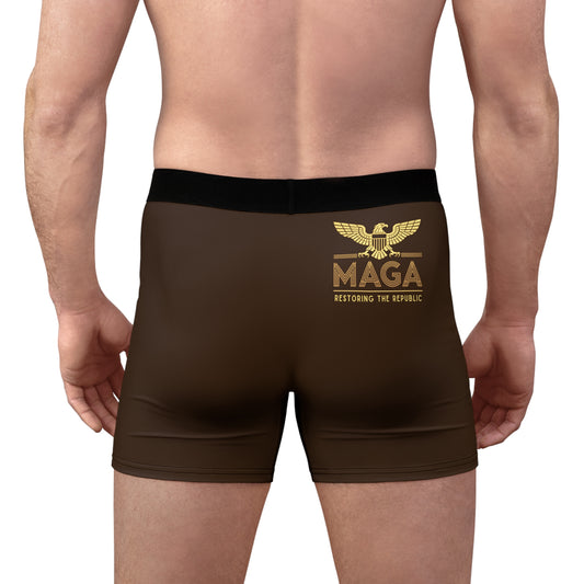 "MAGA - Restoring the Republic", Men's Boxer Briefs (Dark Chocolate Brown)
