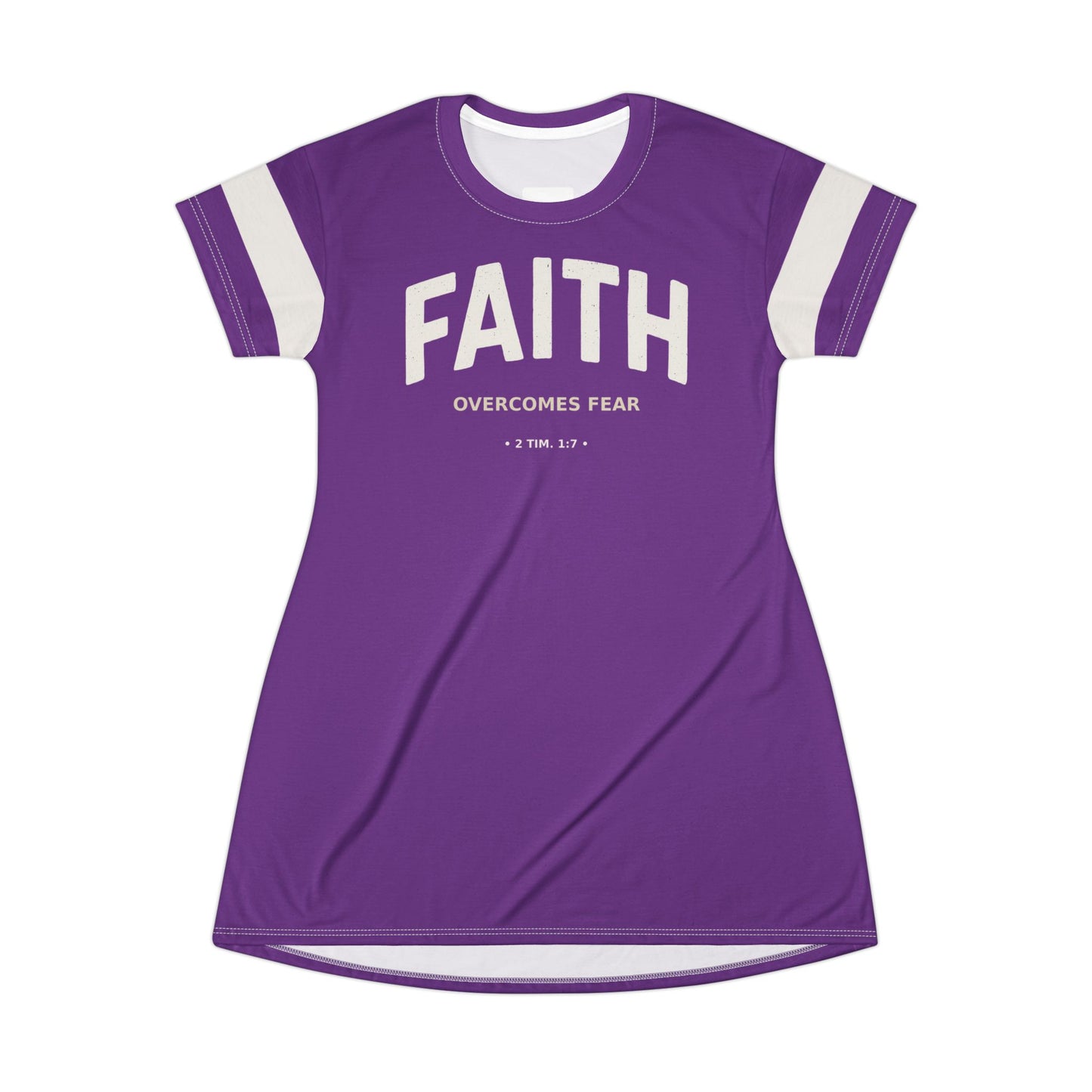 "Faith Overcomes Fear", T-Shirt Dress (Vesper Violet)