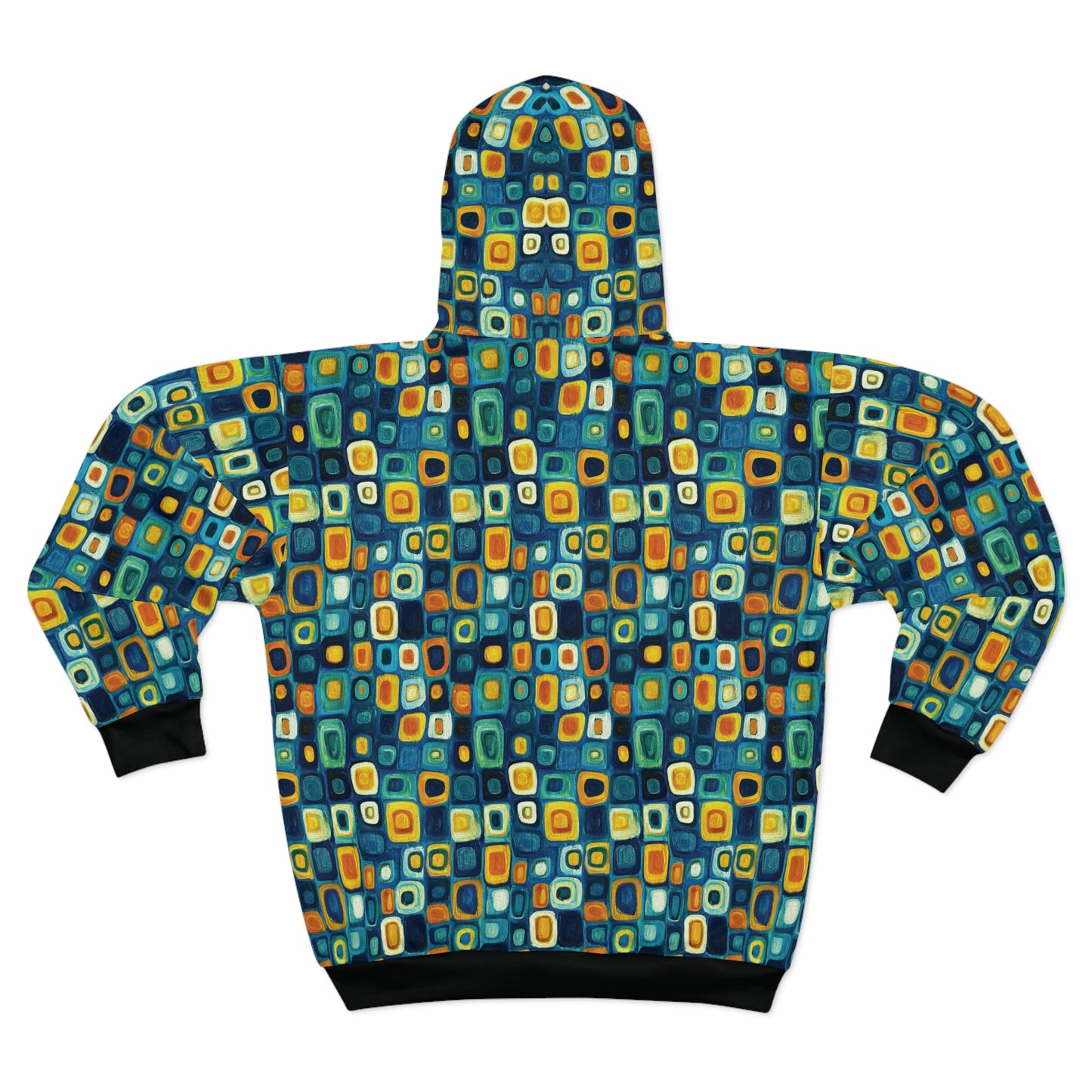 "Soul Mosaic", Unisex Wearable Art Zip Hoodie (Void Black Cuffs & Waistband)