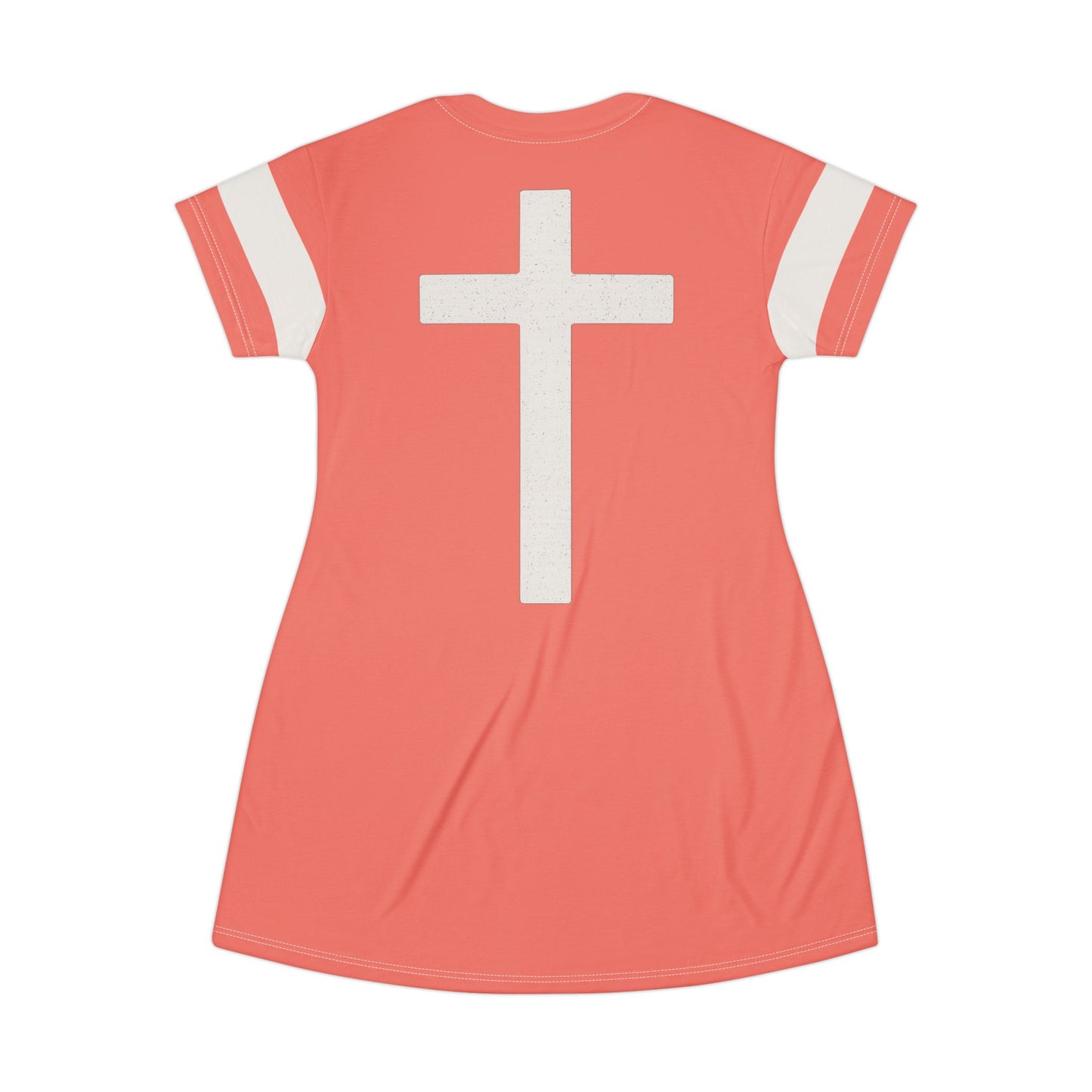 "Faith Overcomes Fear", T-Shirt Dress (Salmon Pink)