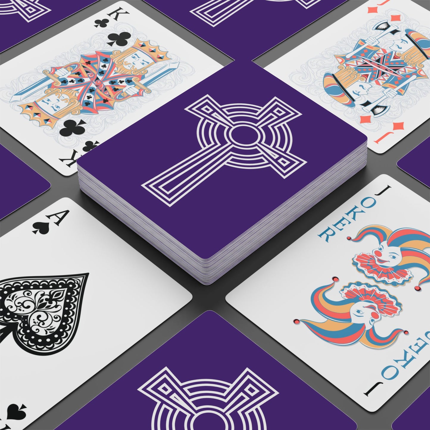 "A Simple High Cross", Christian Playing Cards (Deep Purple)