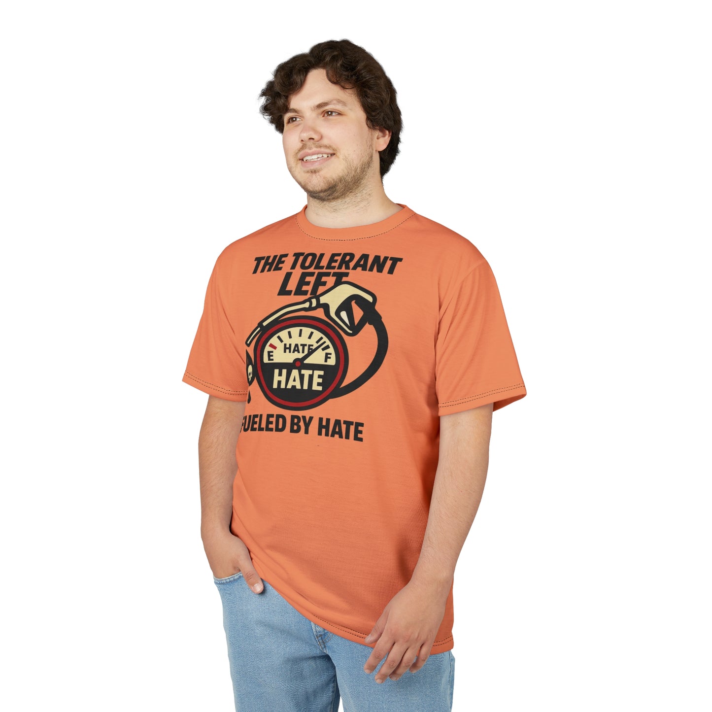 "The Tolerant Left", Unisex T-shirt (Atomic Tangerine)