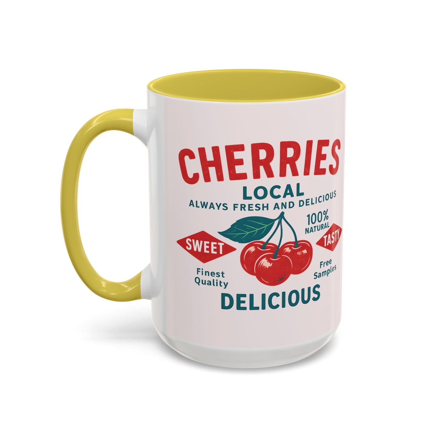 "Delicious Cherries", Colorful Mugs (11oz, 15oz) (Sea Salt Sherbet)