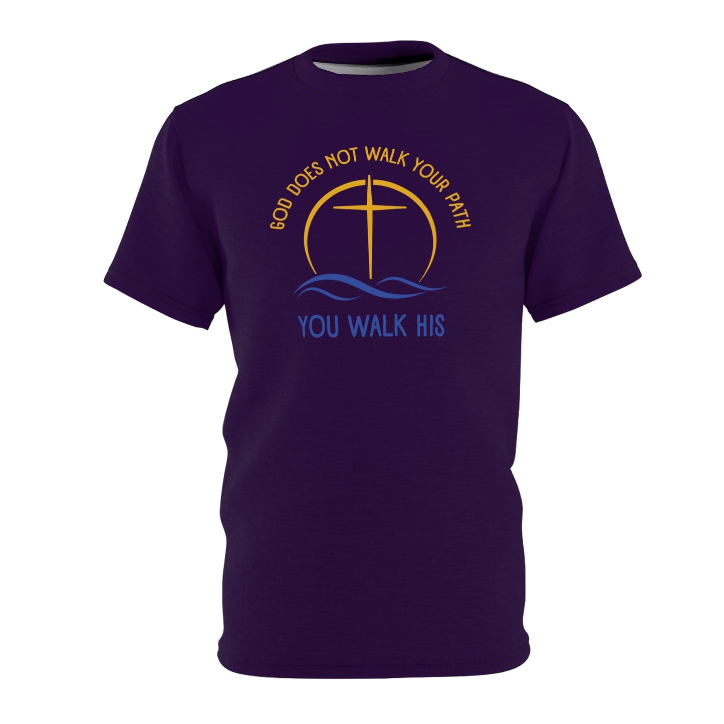 "God Does Not Walk Your Path", Unisex T-shirt (Academic Purple)