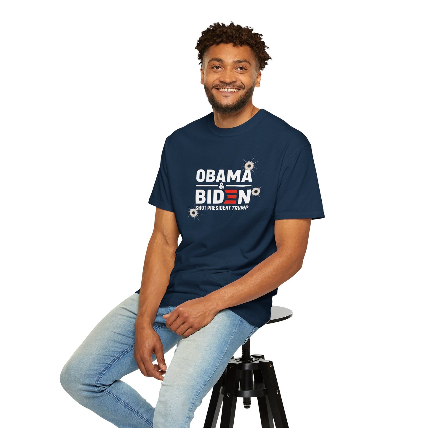 "Obama & Biden Shot President Trump", Unisex Black T-shirt