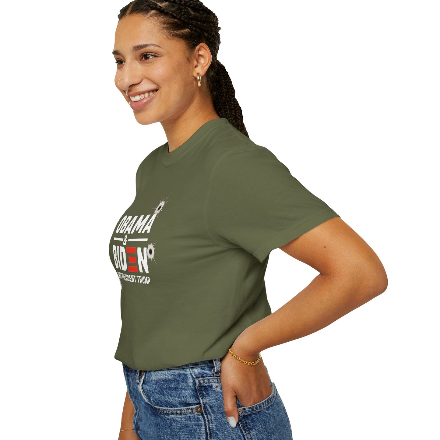 "Obama & Biden Shot President Trump", Unisex Black T-shirt