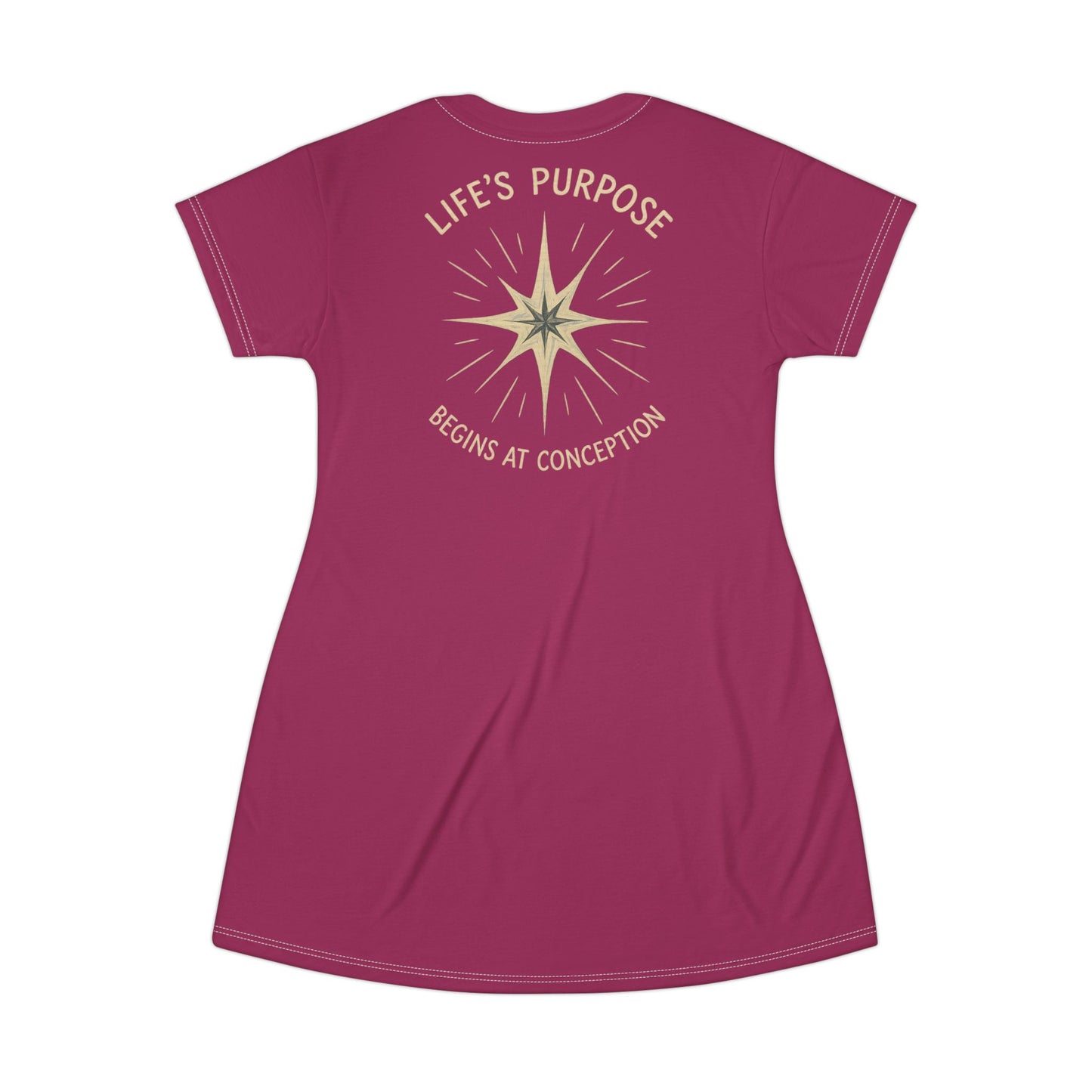 "Life's Purpose Begins at Conception #02", T-Shirt Dress (Jazzberry Jam Pink)