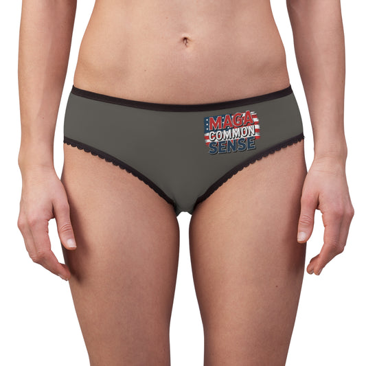 "MAGA Common Sense" #01, Women's Briefs (Off Black)
