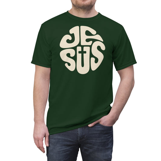 "Retro Jesus", Unisex T-shirt (Mireleaf Green)