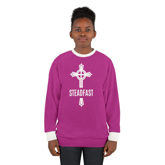 "Steadfast Cross", Unisex Sweatshirt (Prairie Foxglove Pink)