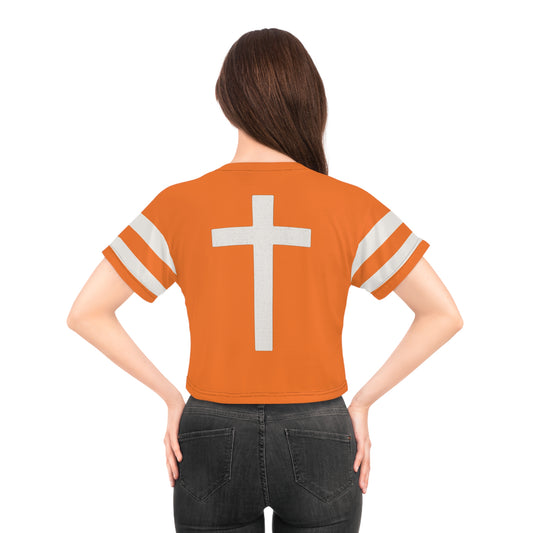 "Faith Overcomes Fear", Crop Tee (Pumpkin Orange)