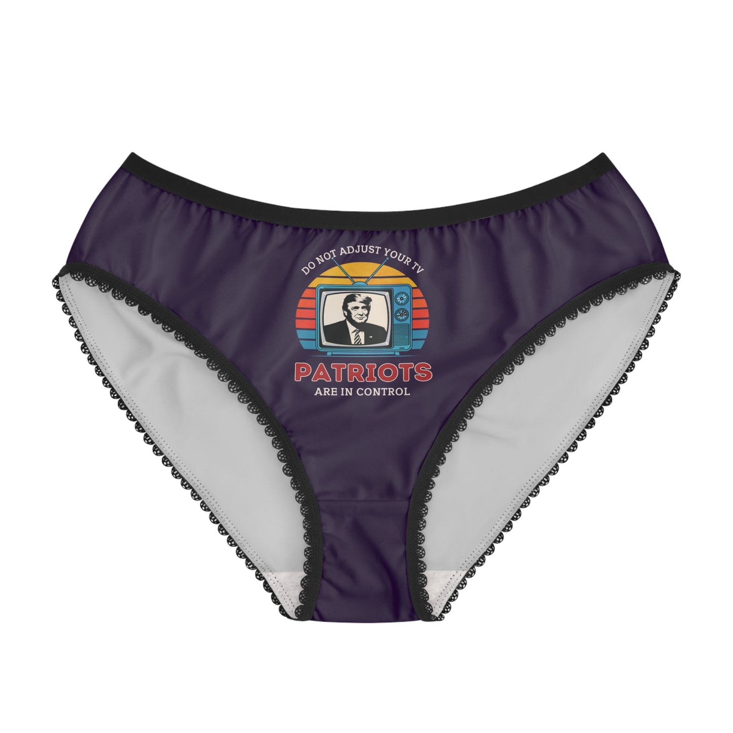 "Patriots are in Control" #01, Women's Briefs (Academic Purple)