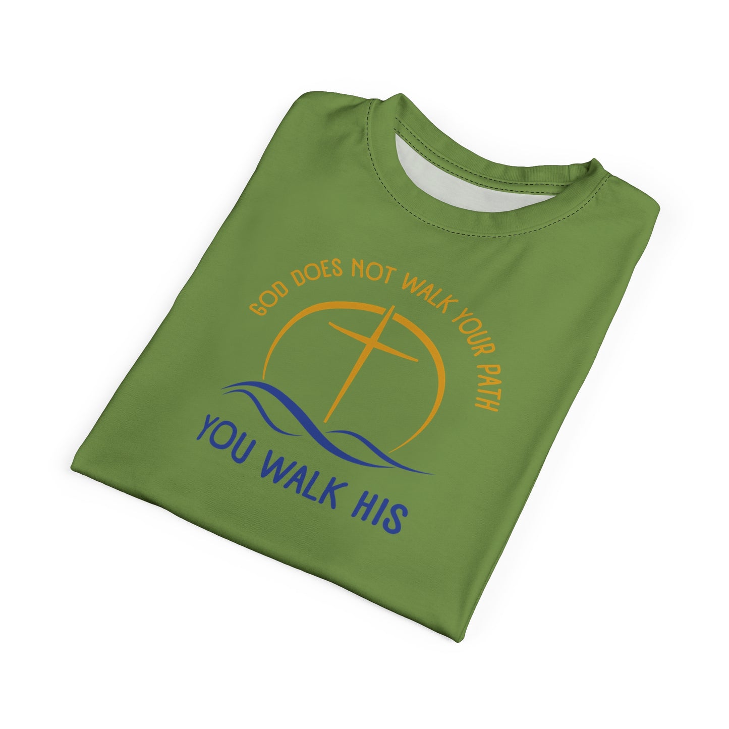 "God Does Not Walk Your Path", Unisex T-shirt (70's Light Green)