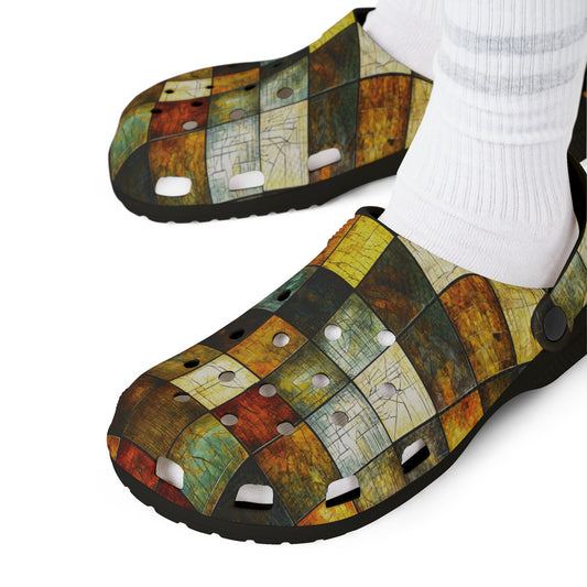 "Wood Block Pattern" #01, Foam Rubber Clogs