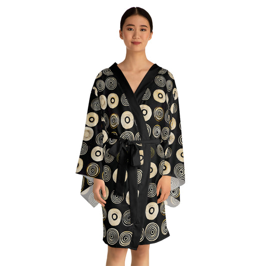 "Punk Polka", Long Sleeve Kimono Robe