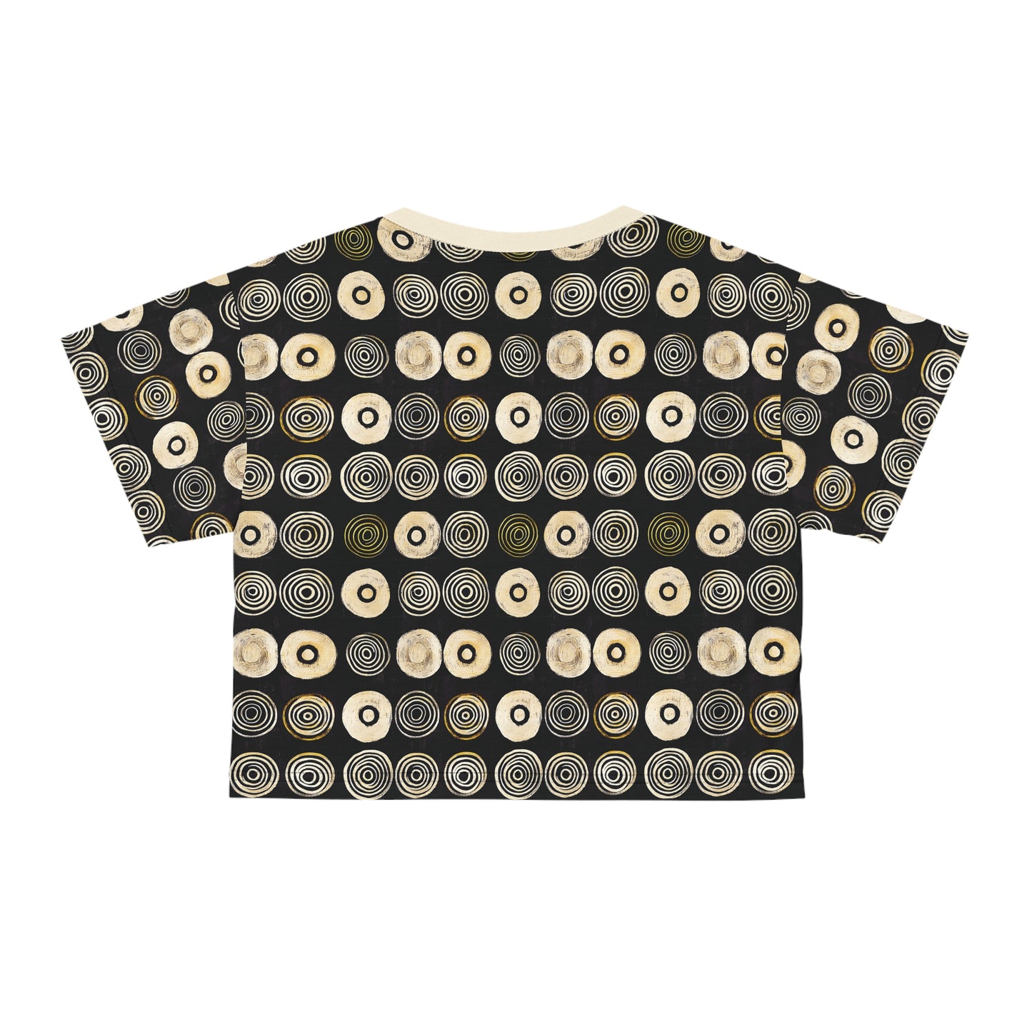 "Punk Polka", Wearable Pattern Art Crop Tee (Iced Almond Collar)