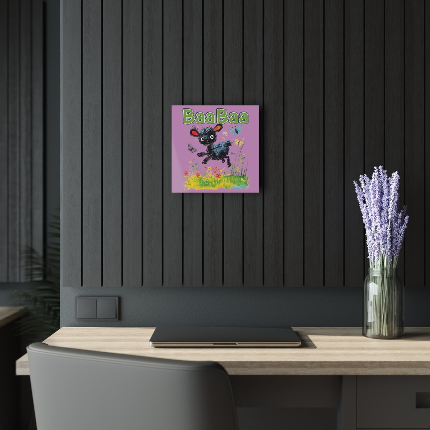 "Baa Baa Black Sheep", Acrylic Wall Prints (French Cleat Hanging) (Sanctified Petal)