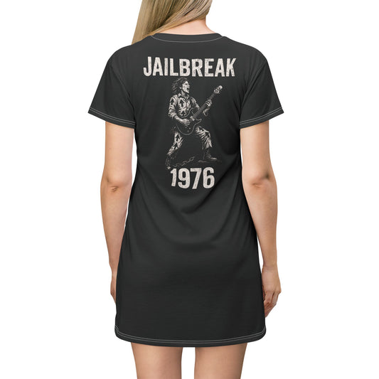 "Jailbreak 1976", T-Shirt Dress (70's Black)