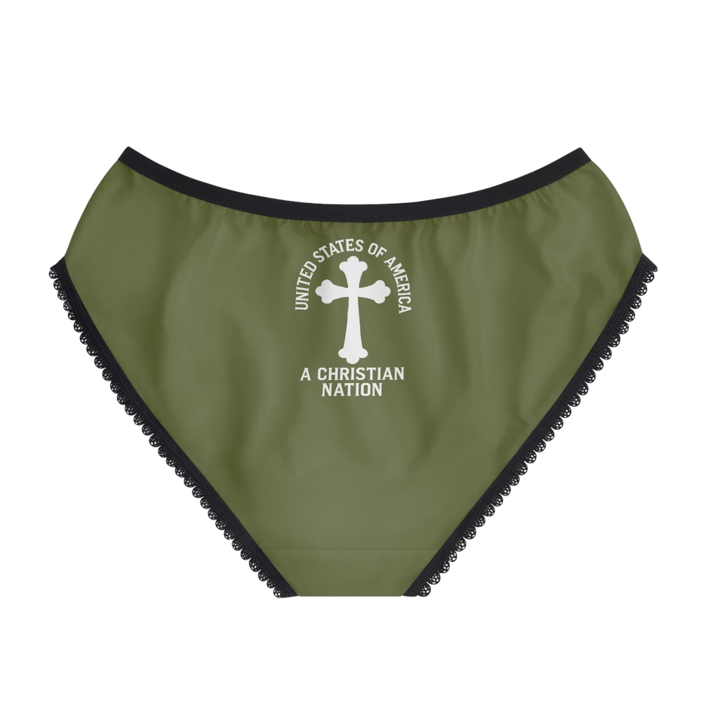 "USA - A Christian Nation" #04, Women's Briefs (Olive Green)