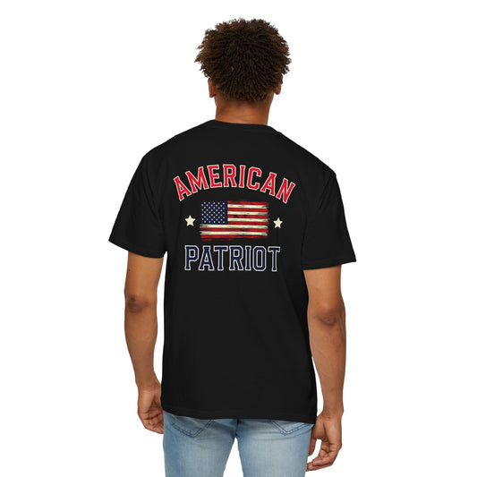 "American Patriot" with Flag, Unisex T-shirt (Black)