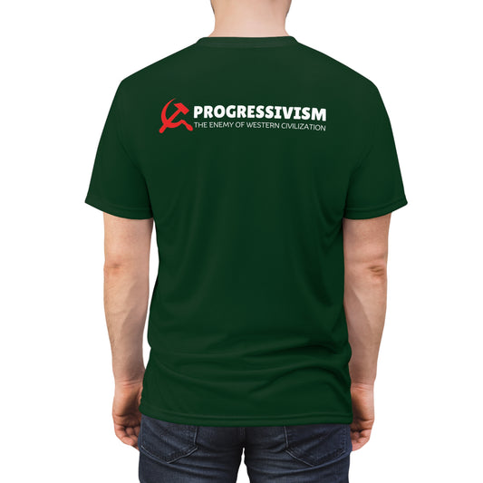 "Progressivism - Enemy of Western Civilization", Unisex Tee (Monsoon Green)