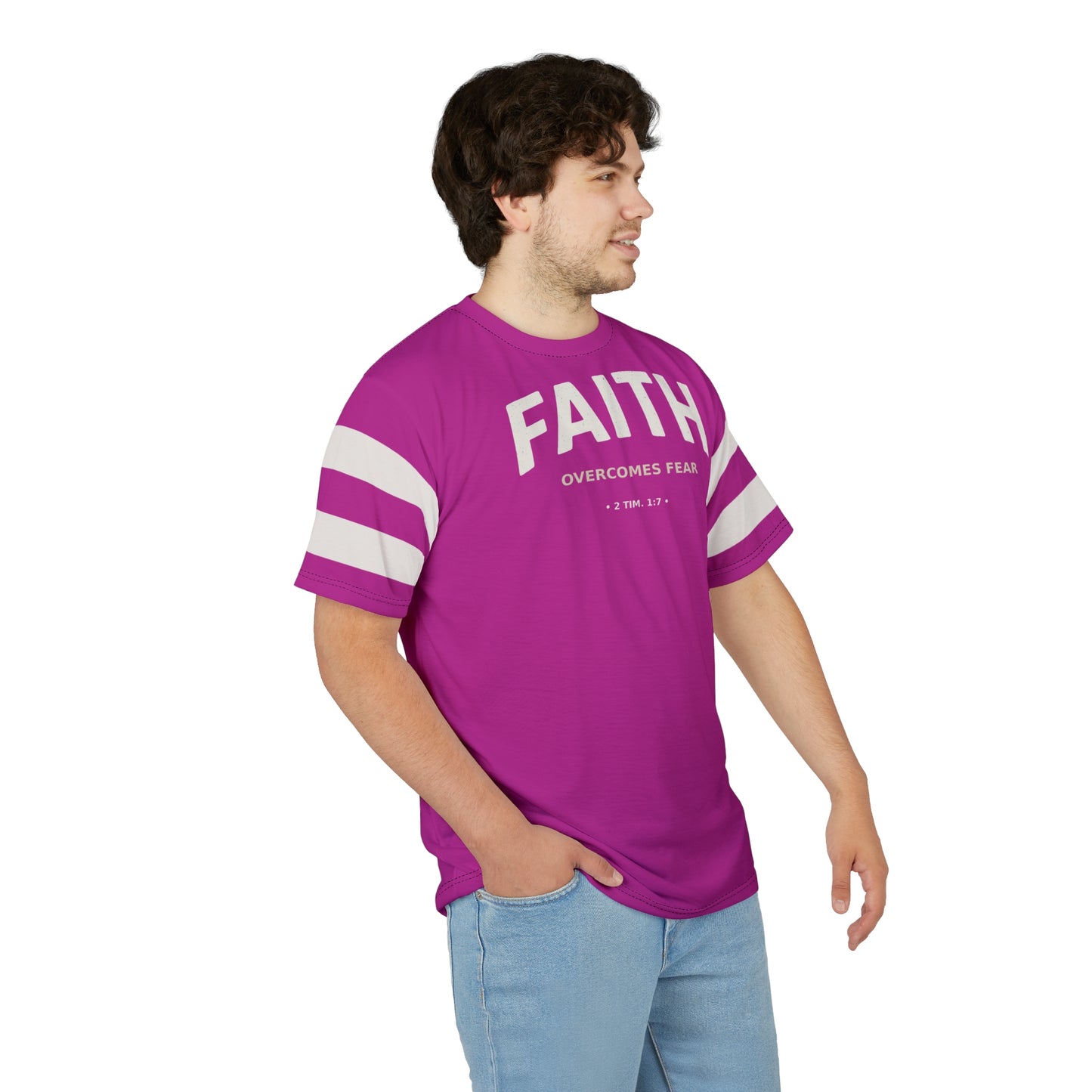 "Faith Overcomes Fear", Unisex Tee (Prairie Foxglove Pink)