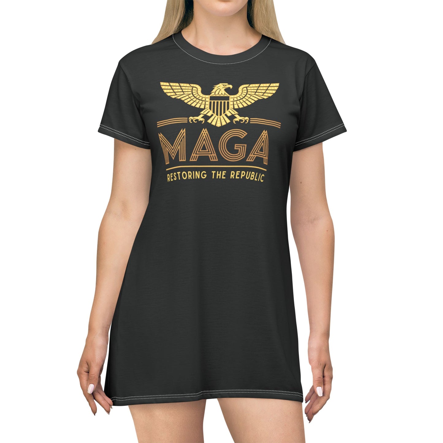 "MAGA - Restoring the Republic", T-Shirt Dress (Void Black)