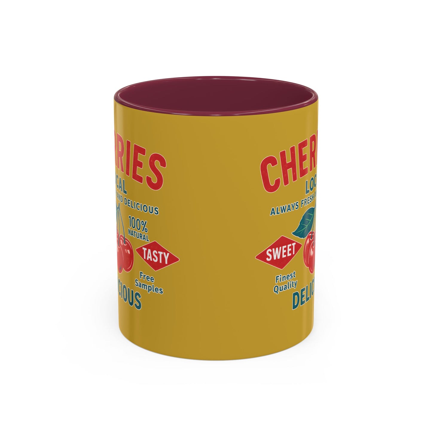 "Delicious Cherries", Colorful Mugs (11oz, 15oz) (Forgelight Gold)