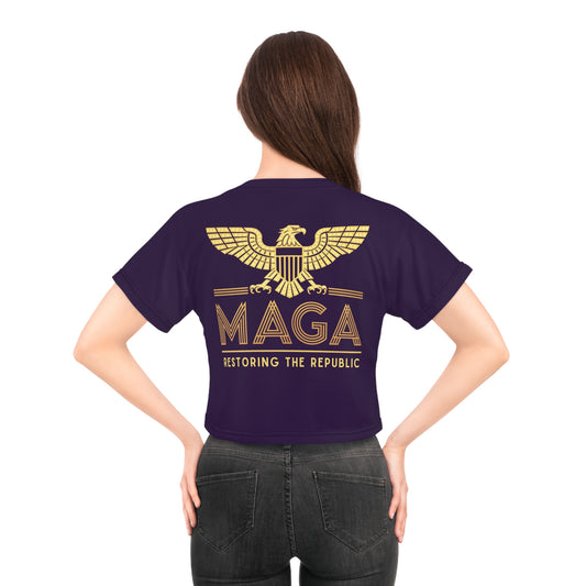 "MAGA - Restoring the Republic", Crop Tee (Academic Purple)