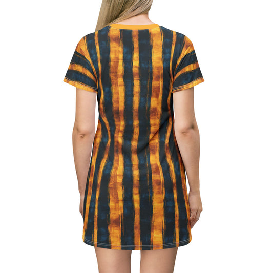 "Paleo Wolf Clan", T-Shirt Dress (Cyber Yellow Collar)