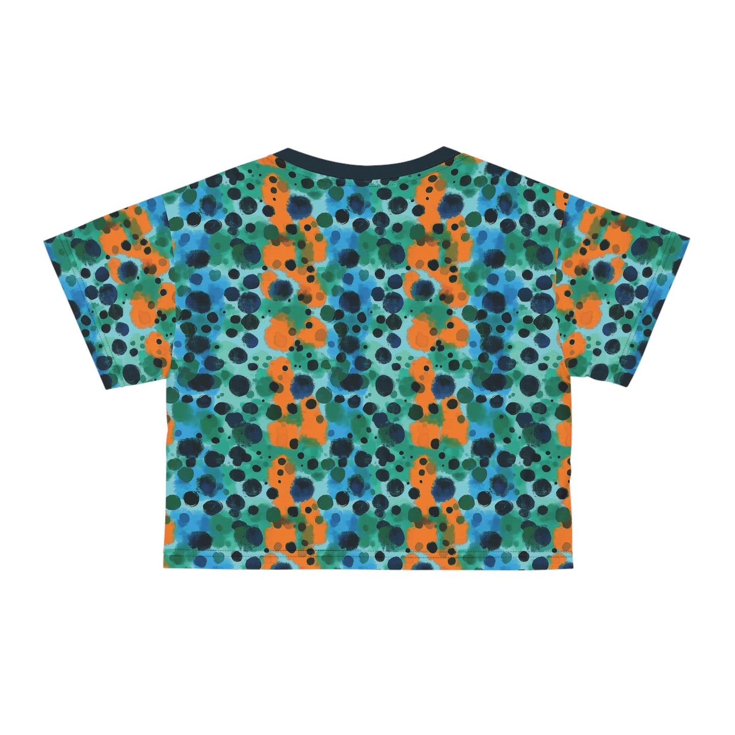 "Midnight Coral", Crop Tee (Atlantic Storm Blue Collar)