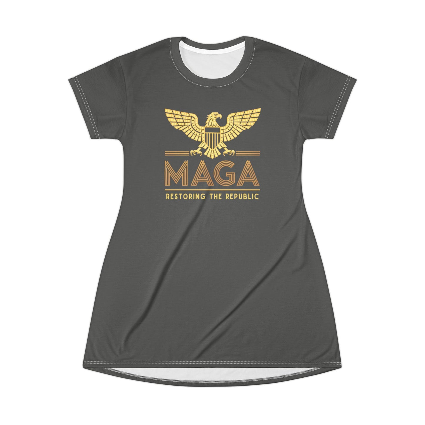 "MAGA - Restoring the Republic", T-Shirt Dress (Panzer Grey)