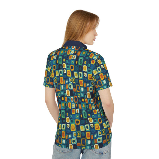 "Soul Mosaic", Unisex Polo Shirt (Dark Blue Collar)
