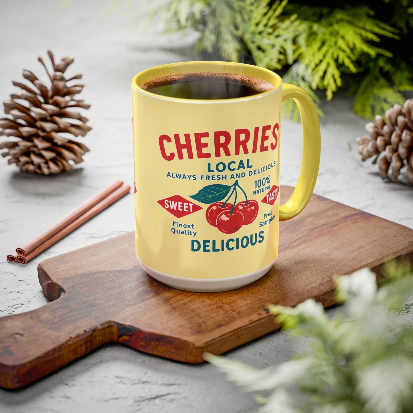 "Delicious Cherries", Colorful Mugs (11oz, 15oz) (Sanctum Veil)