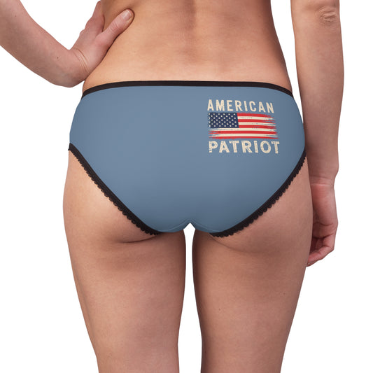 "American Patriot" with Flag #02, Women's Briefs (Denim Blue)