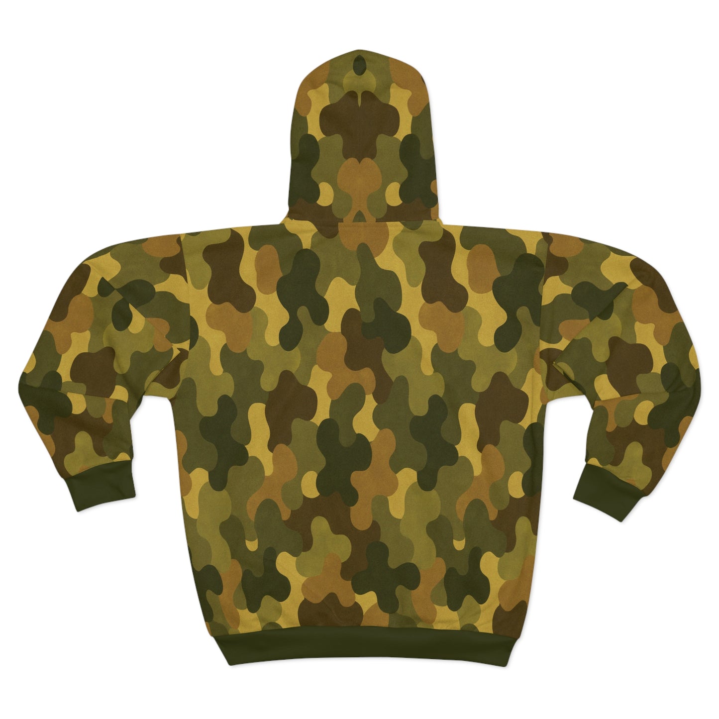 "SASR inspired Day-Ops Camouflage" Style 01, Unisex Wearable Art Zip Hoodie (SASR Green Coffs & Waist)