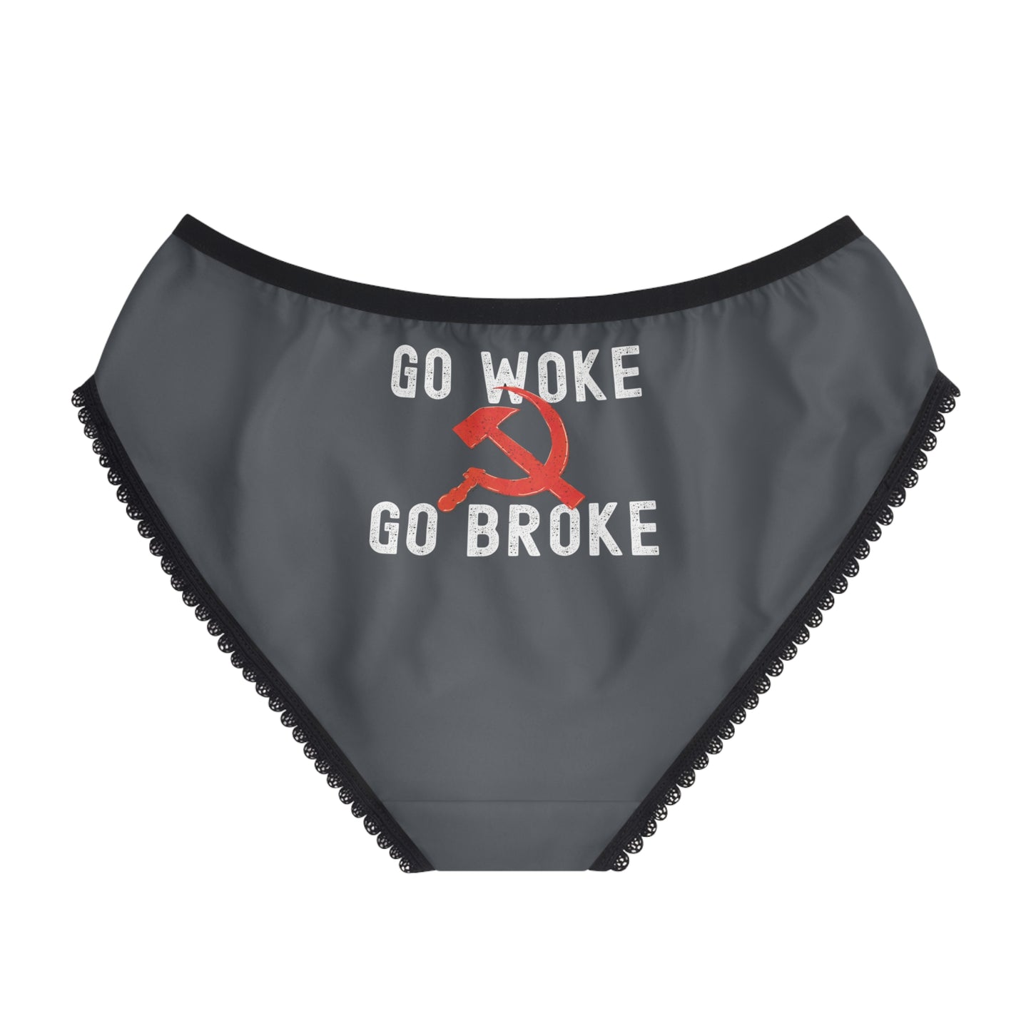 "Go Woke Go Broke (Communist)", Women's Briefs (Hebridean Grey)