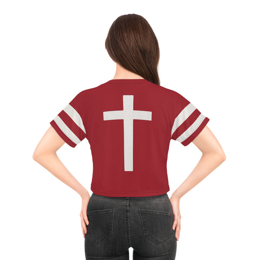 "Faith Overcomes Fear", Crop Tee (Cherry Red)