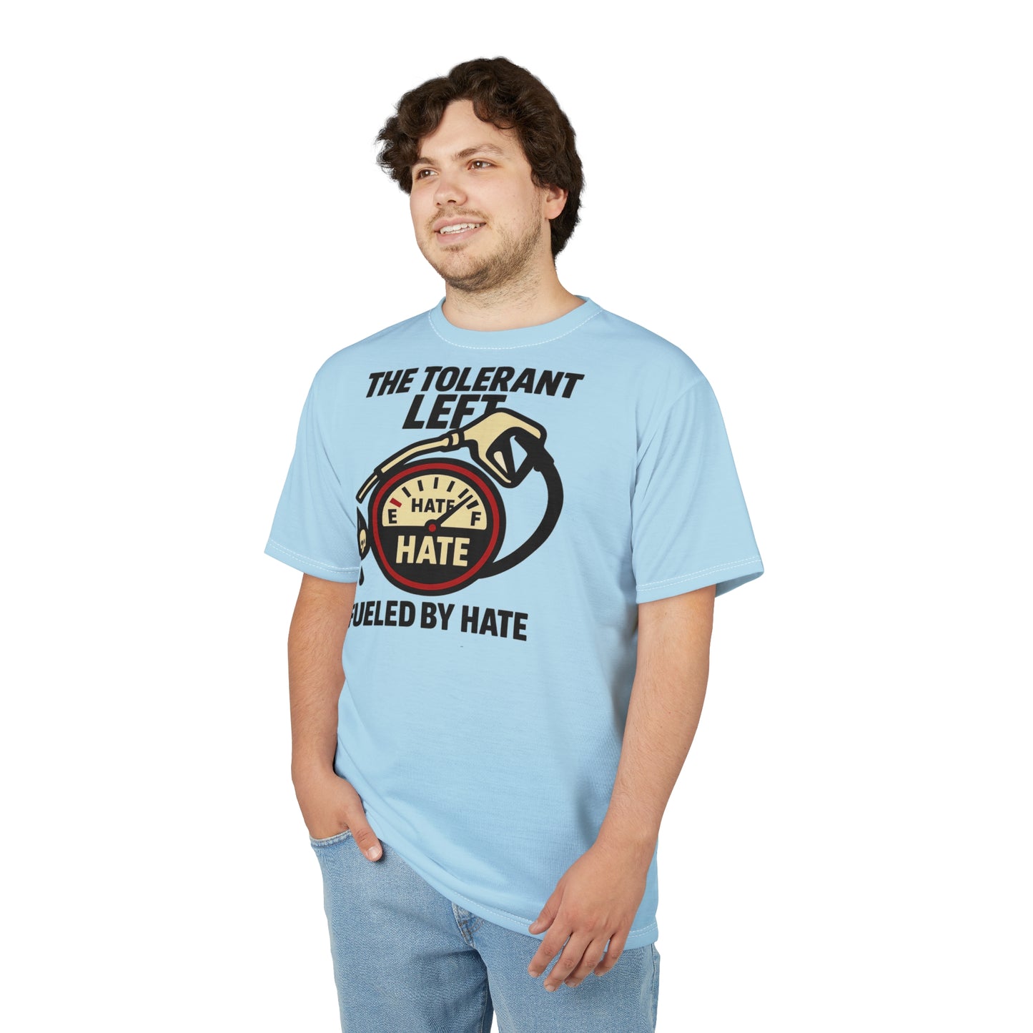 "The Tolerant Left", Unisex T-shirt (Pale Sky)