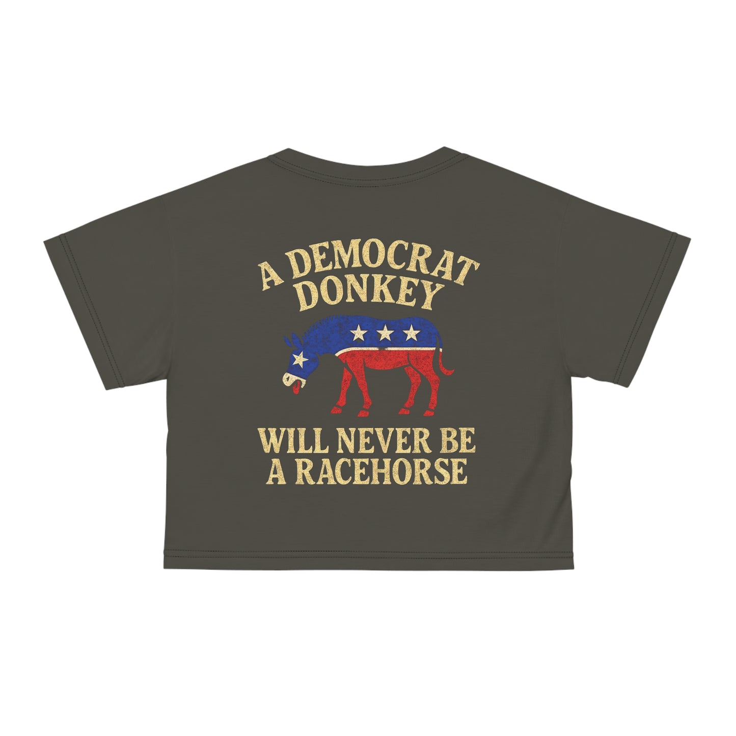 "A Democrat Donkey", Political Crop Tee (Zambeze Plains Grey)