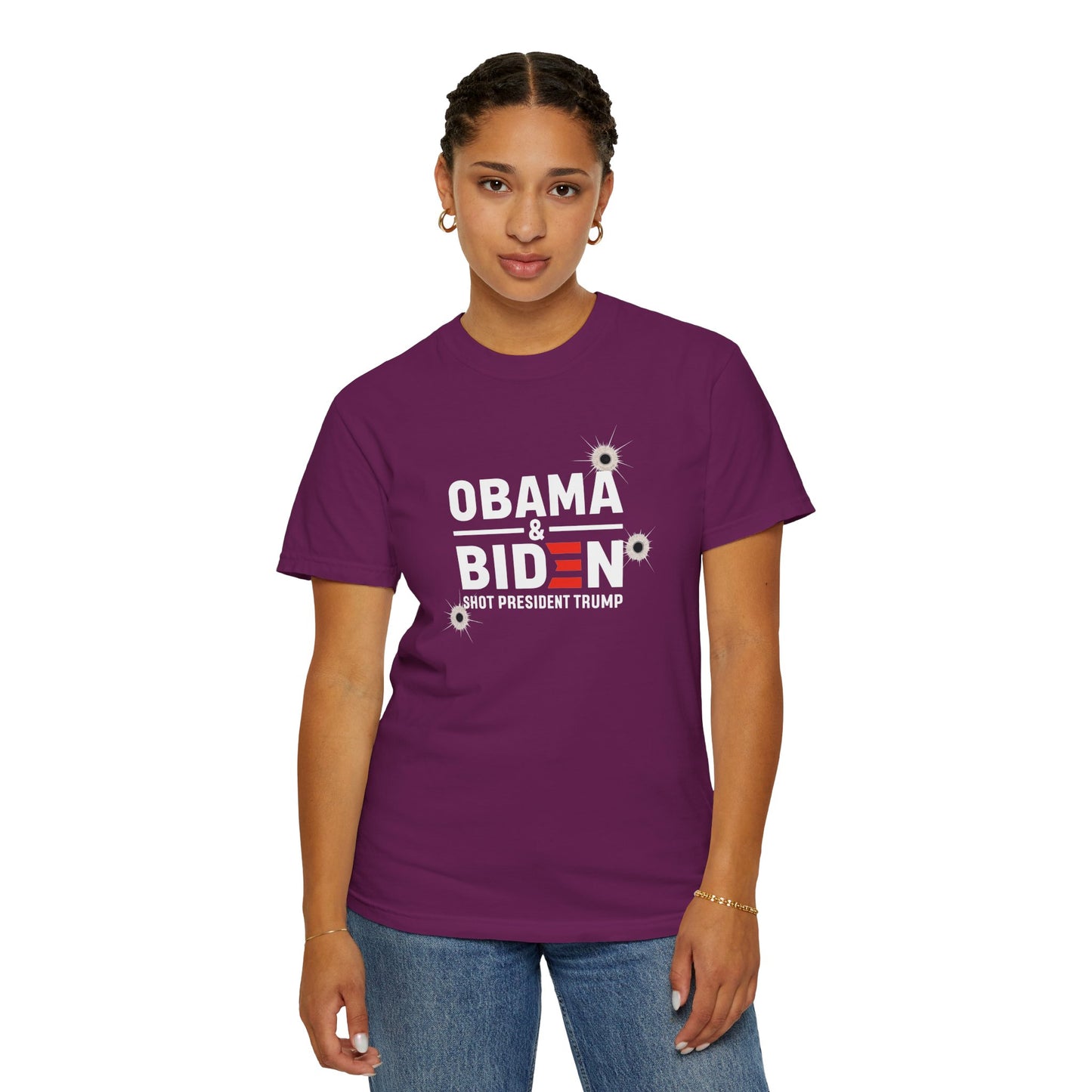 "Obama & Biden Shot President Trump", Unisex Black T-shirt
