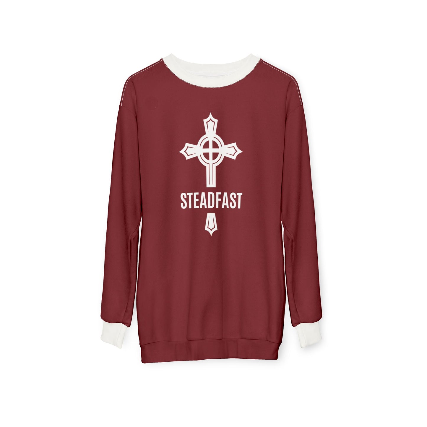 "Steadfast Cross", Unisex Sweatshirt (Dark Cherry Red)