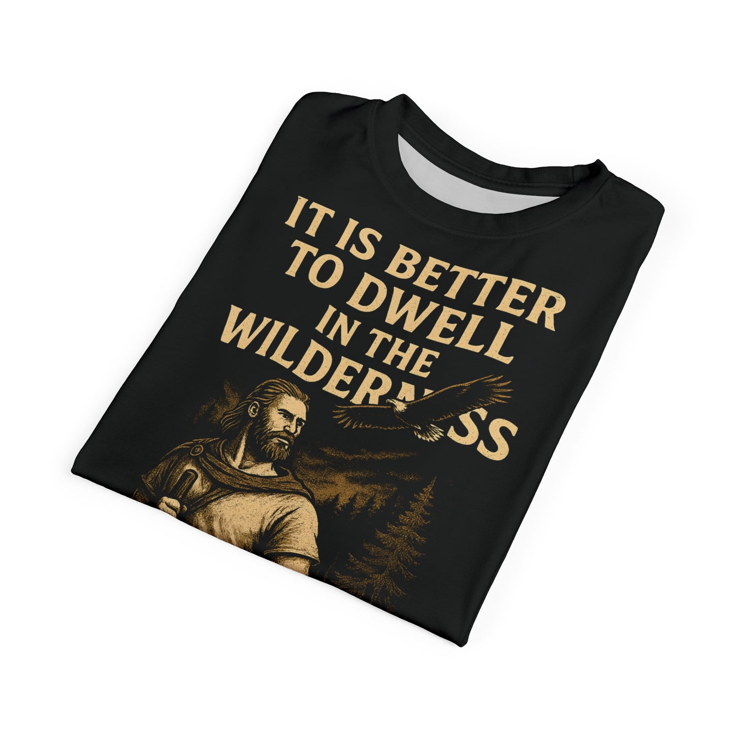 "Proverbs 21:19 (KJV)", Wearable Art Unisex T-shirt (Peatshadow Black)