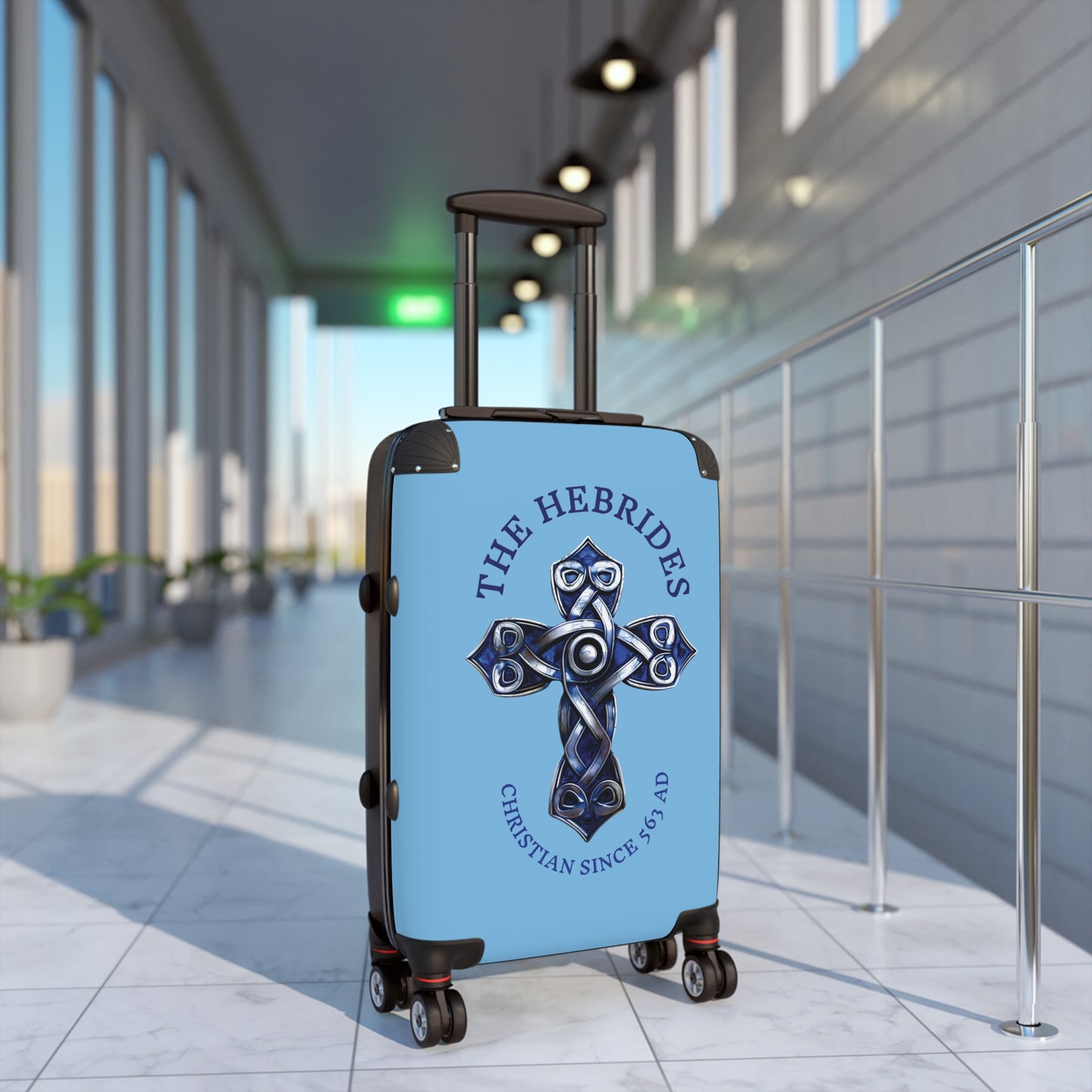 "The Hebrides - Christian Since 563 AD", Suitcases (Sky Blue)