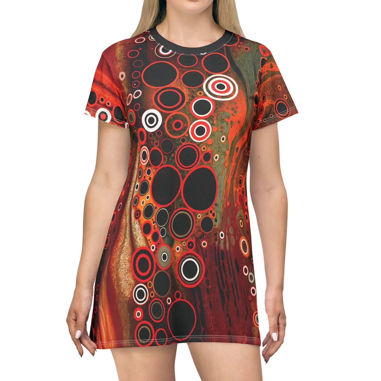 "Abstract #08", Wearable Fine Art T-Shirt Dress (Blick Black Collar)