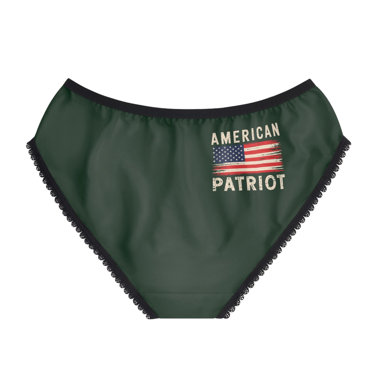"American Patriot" with Flag #02, Women's Briefs (Monsoon Green)