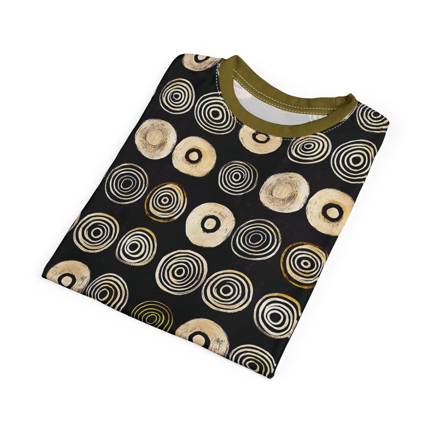 "Punk Polka", Wearable Pattern Art Unisex Tee (Soft Fig Green Collar)