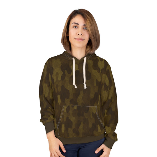 "Swamp Recon Camouflage", Unisex Wearable Art Pullover Hoodie (Bayou Bark Cuffs & Waist)