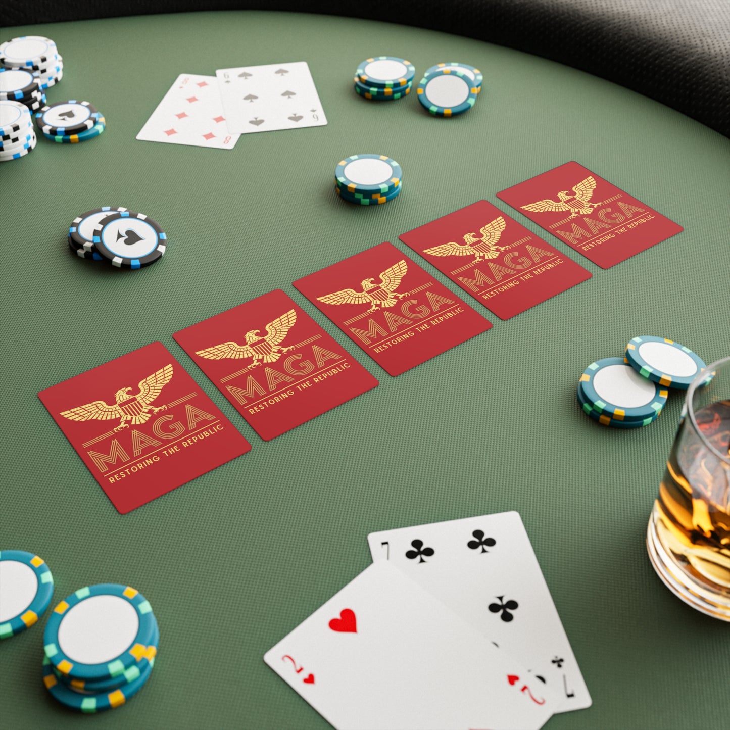 "MAGA - Restoring the Republic", Political Playing Cards (Venetian Red)